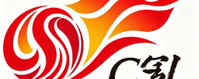中超联赛官方标识，红色火焰图案配以汉字书法风格